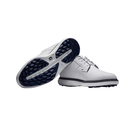 FJ Traditions Spikeless Blucher Golf Shoe - White/Navy (57940)