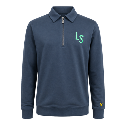 Lyle & Scott - LS Logo Quarter Zip Sweatshirt - Dark Navy - SA GOLF ONLINE
