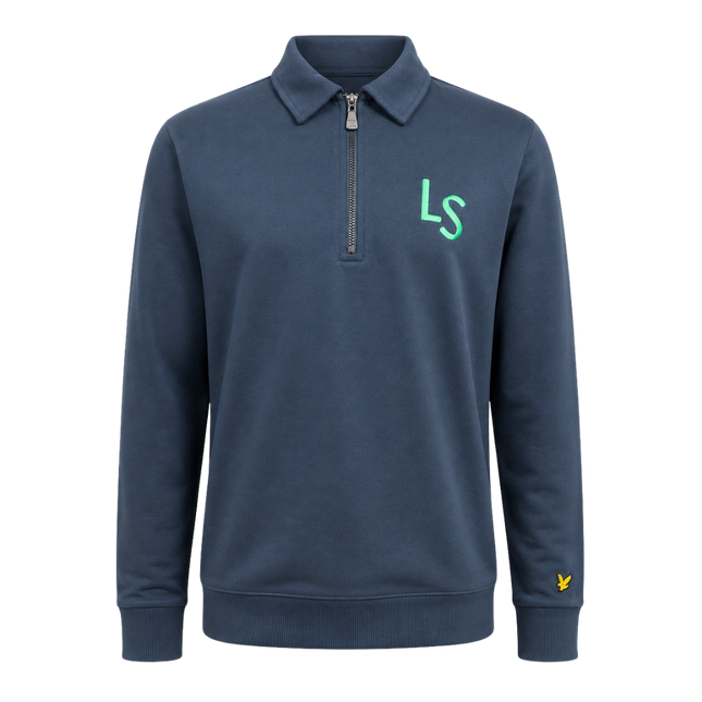 Lyle & Scott - LS Logo Quarter Zip Sweatshirt - Dark Navy - SA GOLF ONLINE