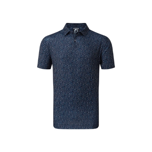FJ EU Glass Print Navy Golf Shirt - SA GOLF ONLINE
