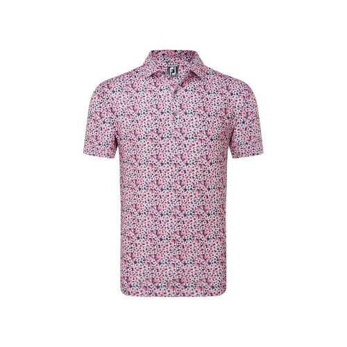 FJ EU Primrose Print Lisle Co. Red Golf Shirt - SA GOLF ONLINE
