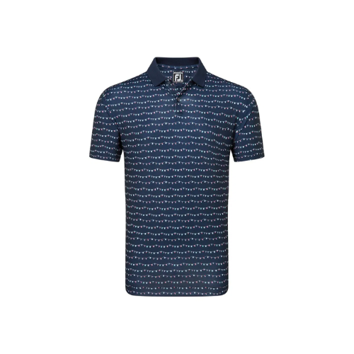 FJ EU Flag Banner Print Navy Golf Shirt - SA GOLF ONLINE