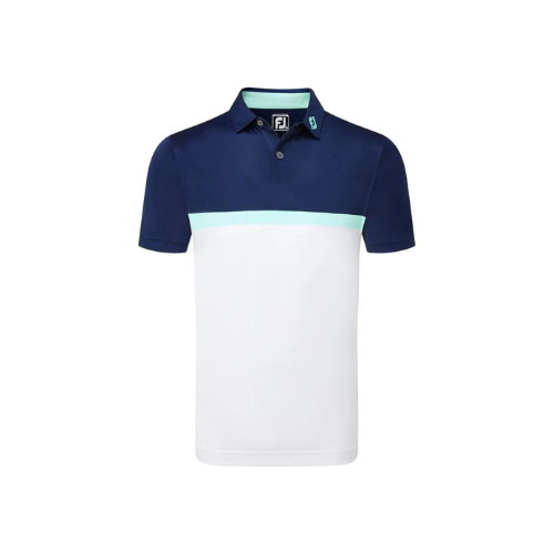 FJ EU Colour Block White Golf Shirt - SA GOLF ONLINE